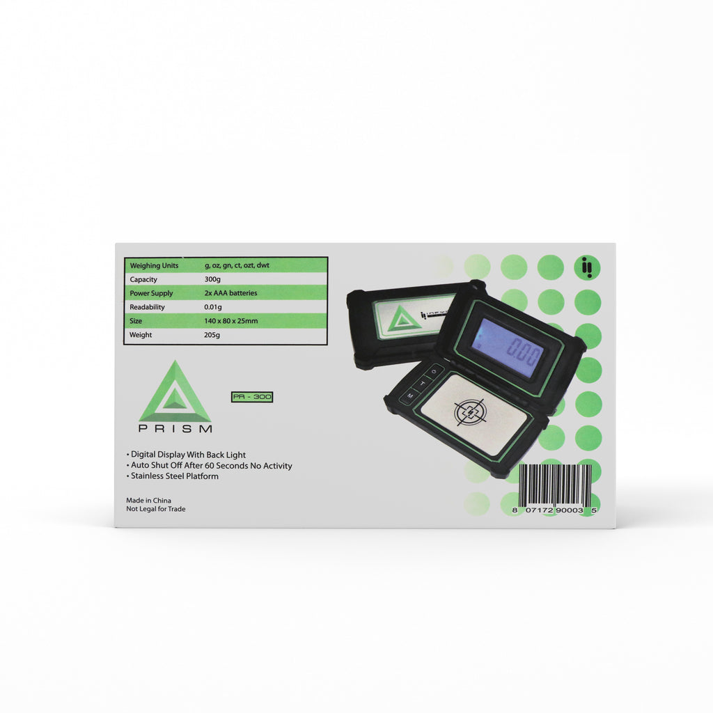 Prism Pocket Scale box back packaging