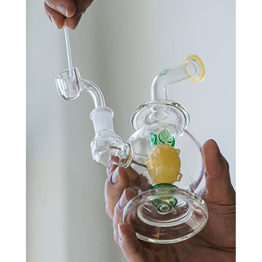 Pineapple Pipe with Bowl and Banger actual usage