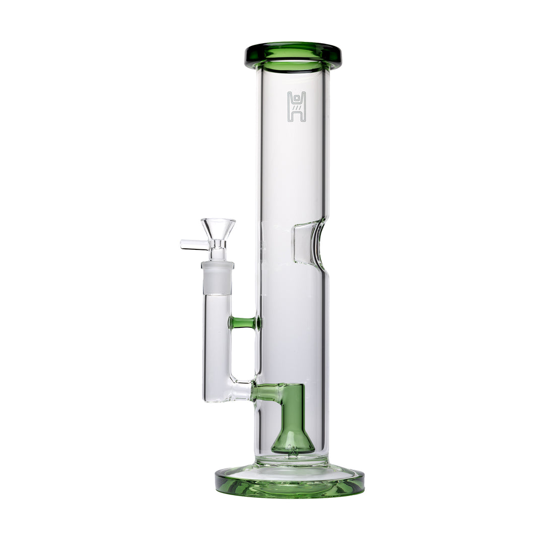 Human Grade 12" Straight Tube Water Pipe (Clear with Green)