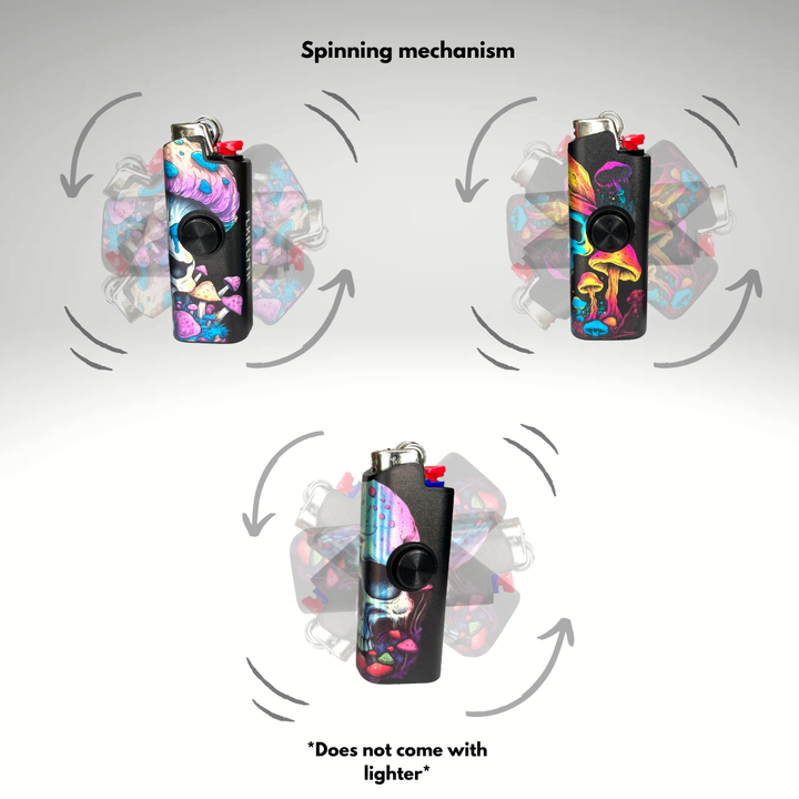 Mushroom Skull Fidget Spinner Case for Bic Lighters (3-Pack)