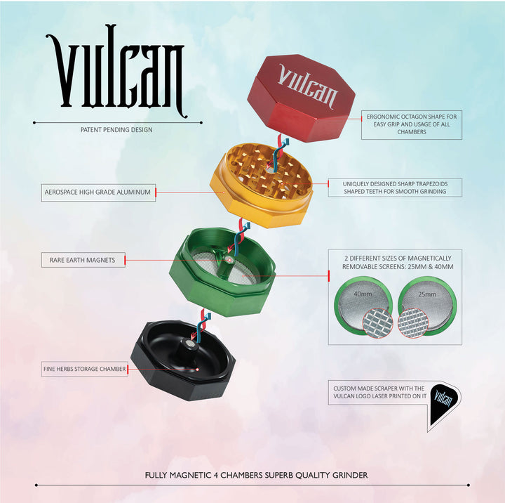 Vulcan 4-Piece Grinder 1.8" (Rasta)