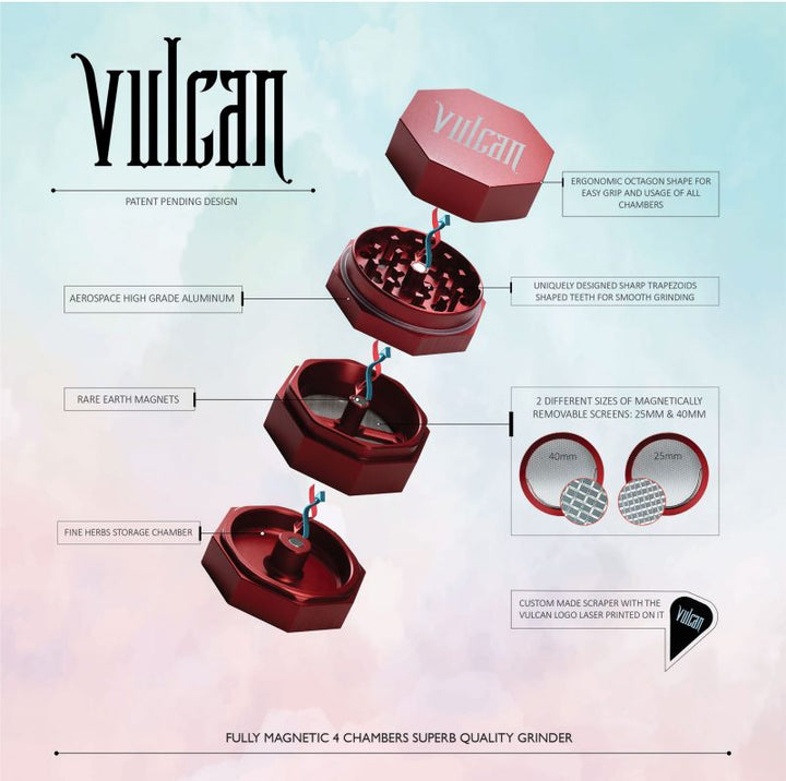 Vulcan 4-Piece Grinder 2.2" (Red)