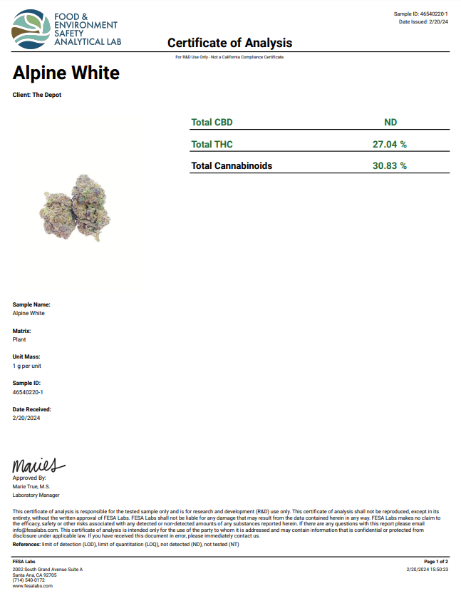 Alpine White THCa Flower