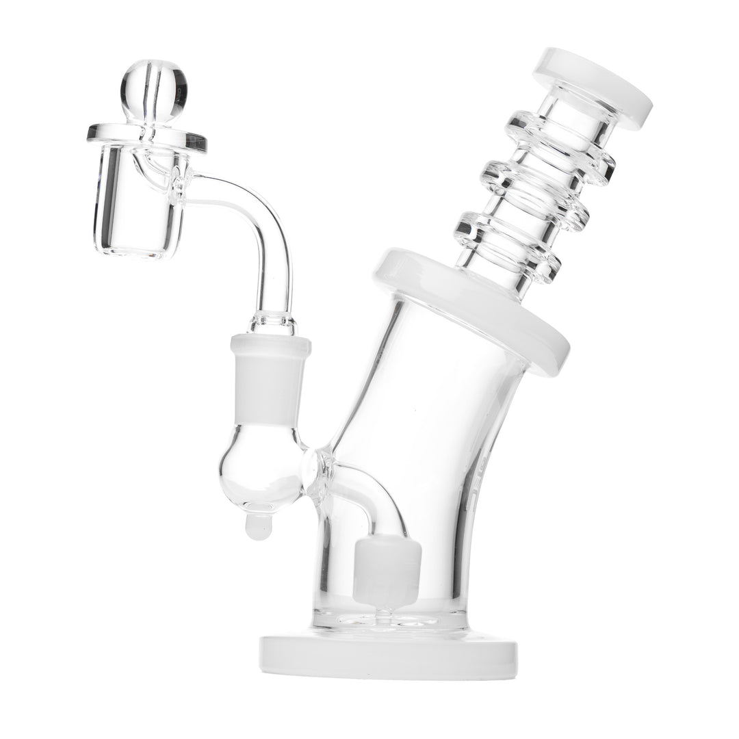 Human Grade 6.25" Bent Neck Dab Rig (Clear & White)