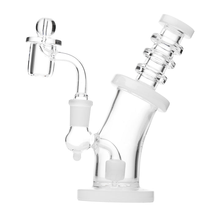 Human Grade 6.25" Bent Neck Dab Rig (Clear & White)