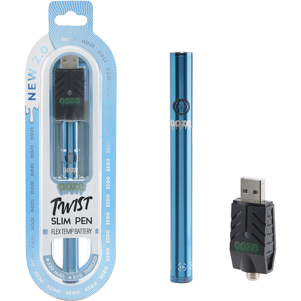 Ooze Slim Twist Vape Pen Battery 2.0 (Blue) SnowTree Ooze Slim Twist Vape Pen Battery 2.0 (Blue) SnowTree