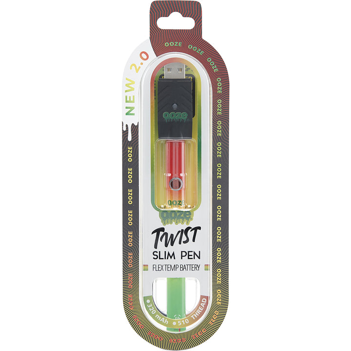Ooze Slim Twist Vape Pen Battery 2.0 (Rasta)
