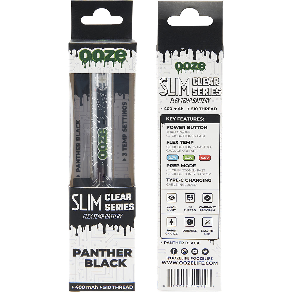 The Clear Vape Pen Battery Ooze Slim Clear Pen Battery & Charger (Black) SnowTree The Clear Vape Pen Battery Ooze Slim Clear Pen Battery & Charger (Black) SnowTree
