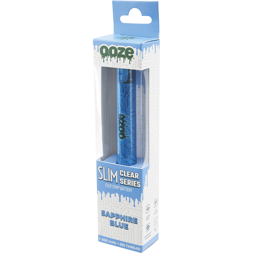 Ooze Slim Clear Pen Battery and Charger blue packaging 