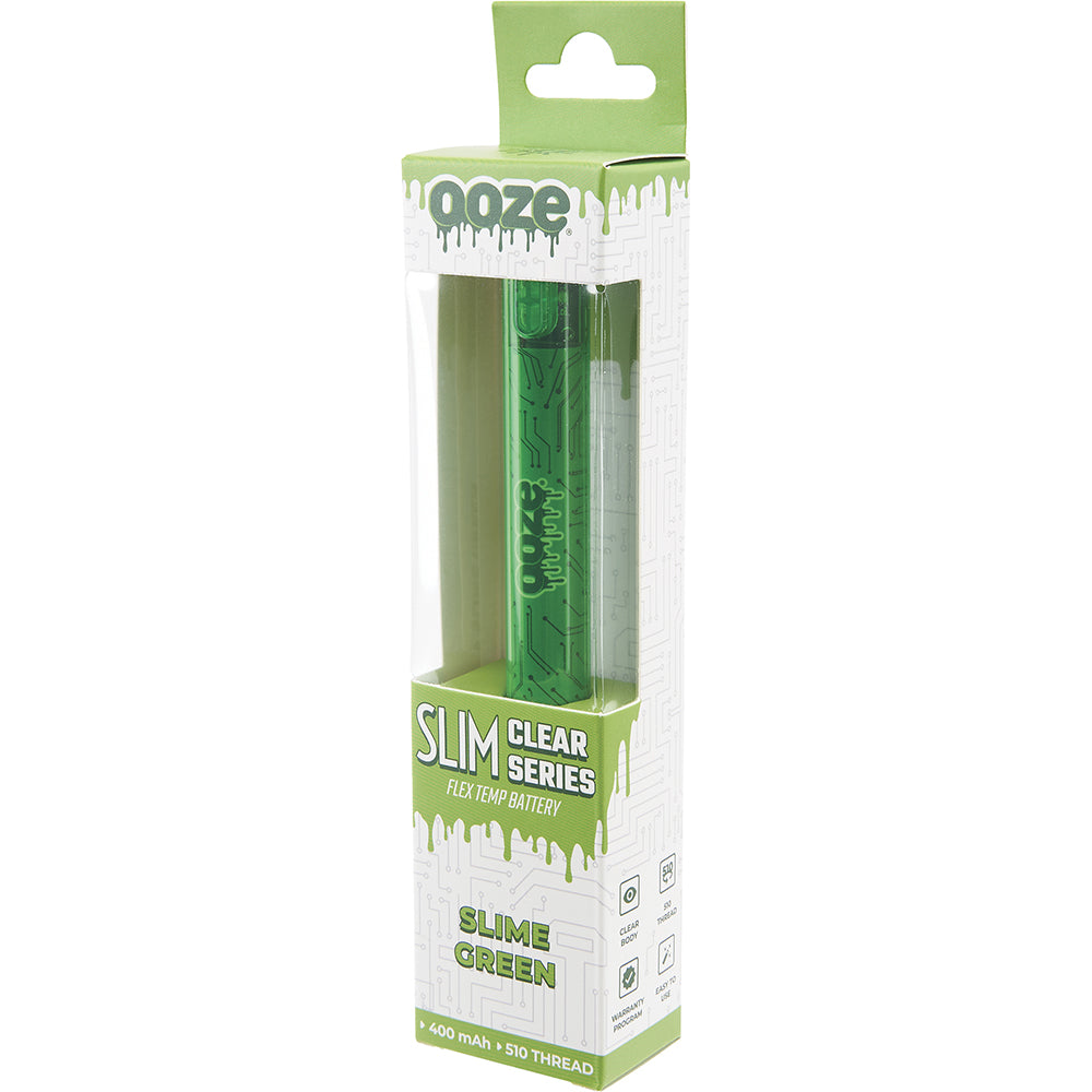 Ooze Slim Clear Pen Battery and Charger green with packaging