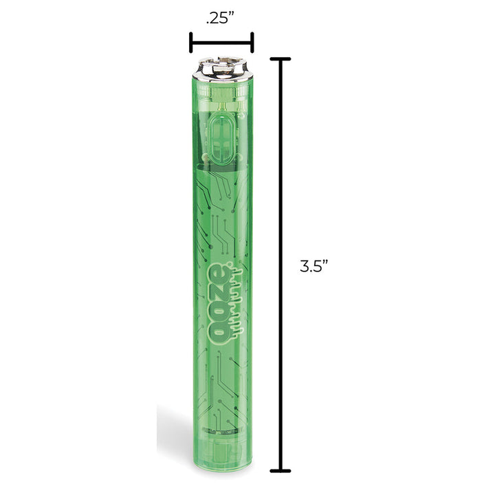 Ooze Slim Clear Pen Battery and Charger green dimension