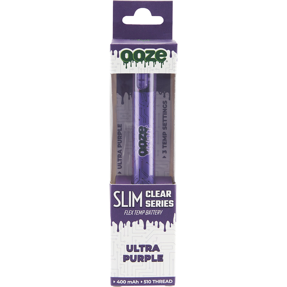 Ooze Slim Clear Pen Battery & Charger (Purple)