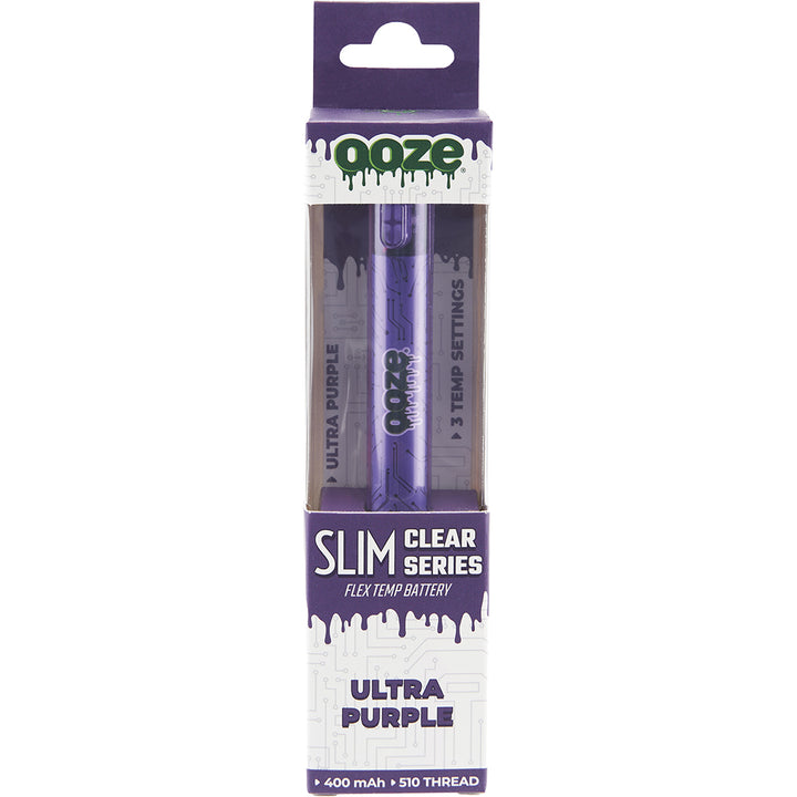 Ooze Slim Clear Pen Battery & Charger (Purple)