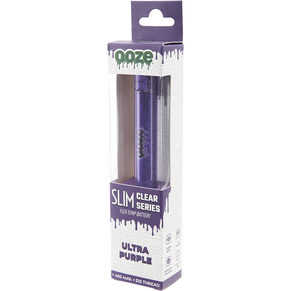 Ooze Slim Clear Pen Battery & Charger (Purple)