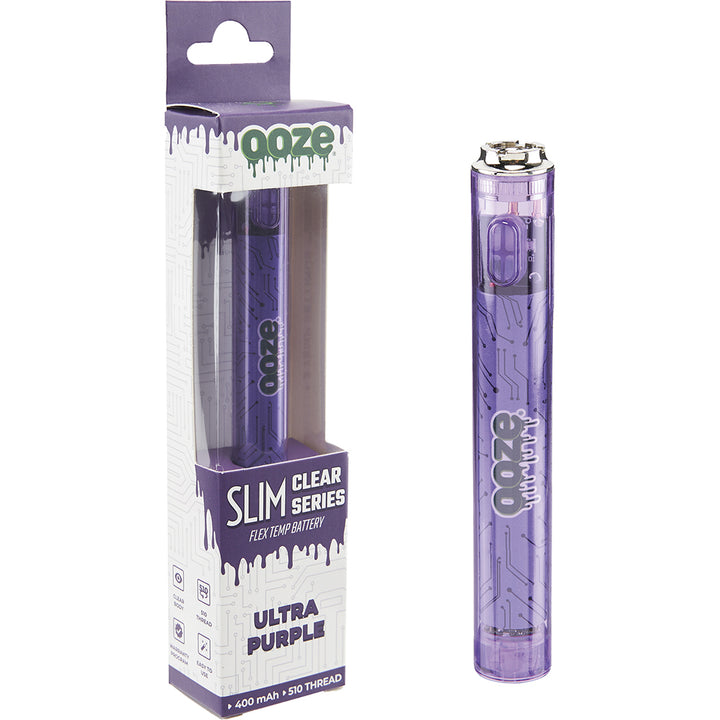 Ooze Slim Clear Pen Battery & Charger (Purple)