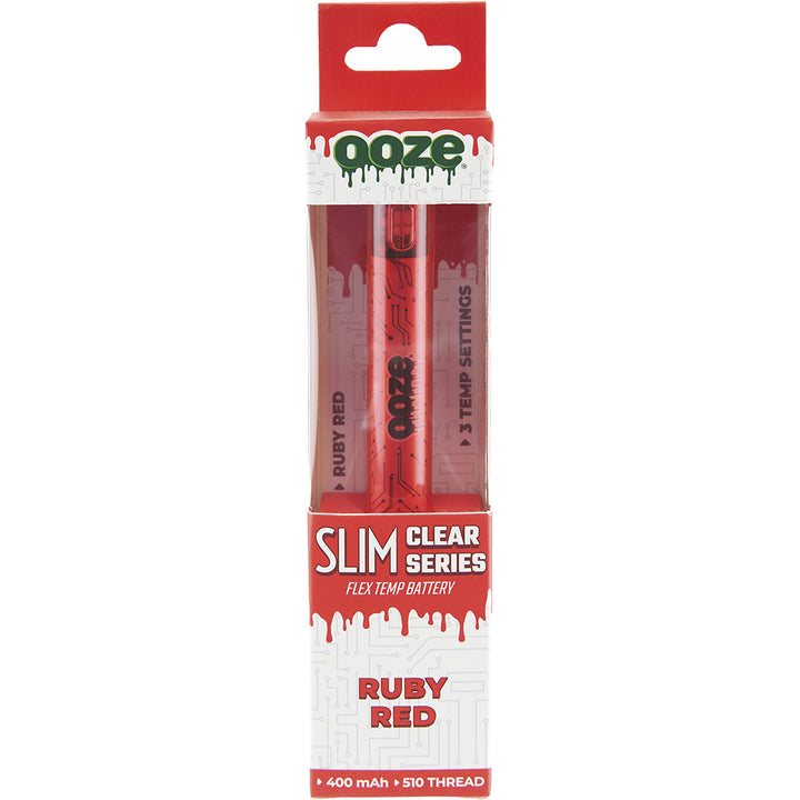 Ooze Slim Clear Pen Battery & Charger (Red)