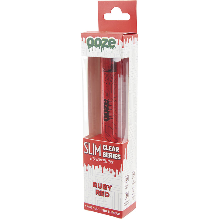 Ooze Slim Clear Pen Battery & Charger (Red)