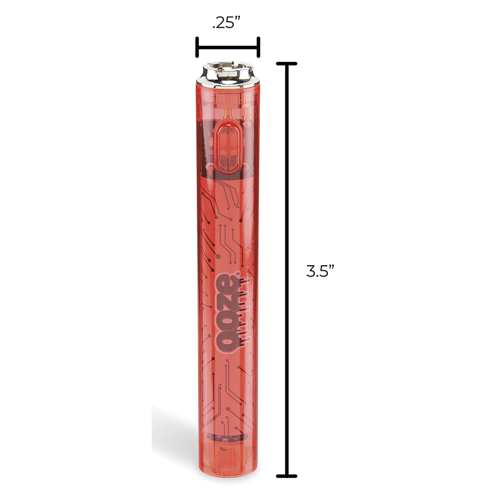 Ooze Slim Clear Pen Battery & Charger (Red)