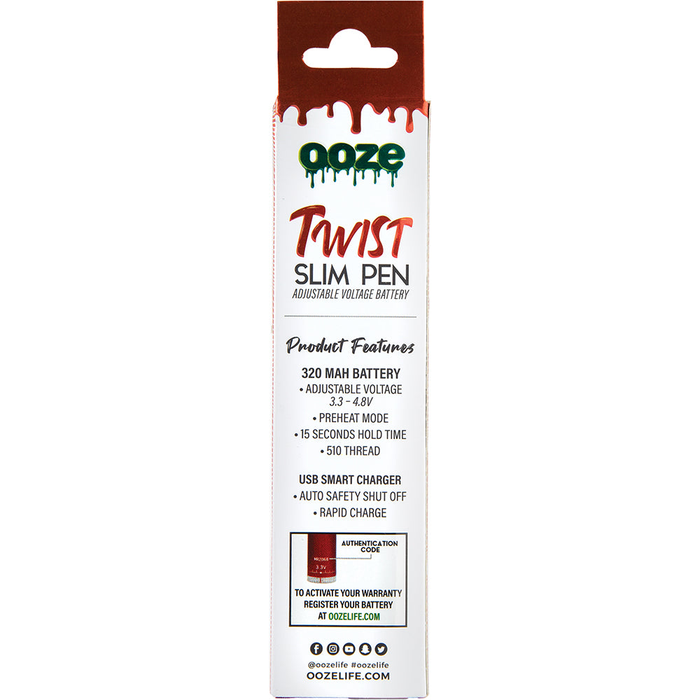 Ooze Slim Twist Vape Battery (Red)