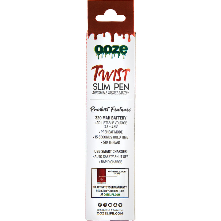 Ooze Slim Twist Vape Battery (Red)