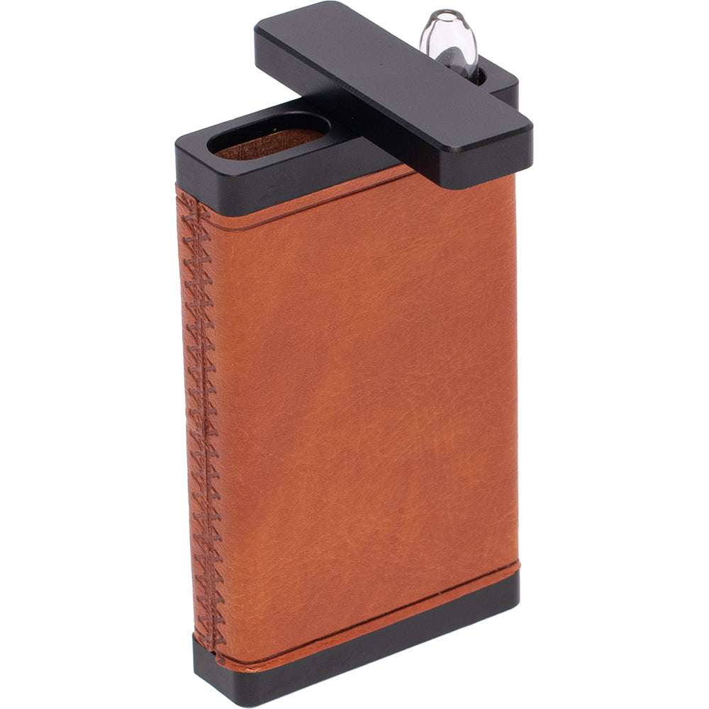 Brown Leather & Black Dugout with Glass Chillum (Copy)