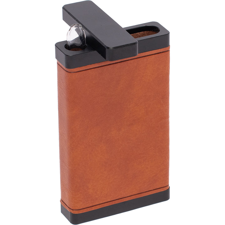 Brown Leather & Black Dugout with Glass Chillum (Copy)