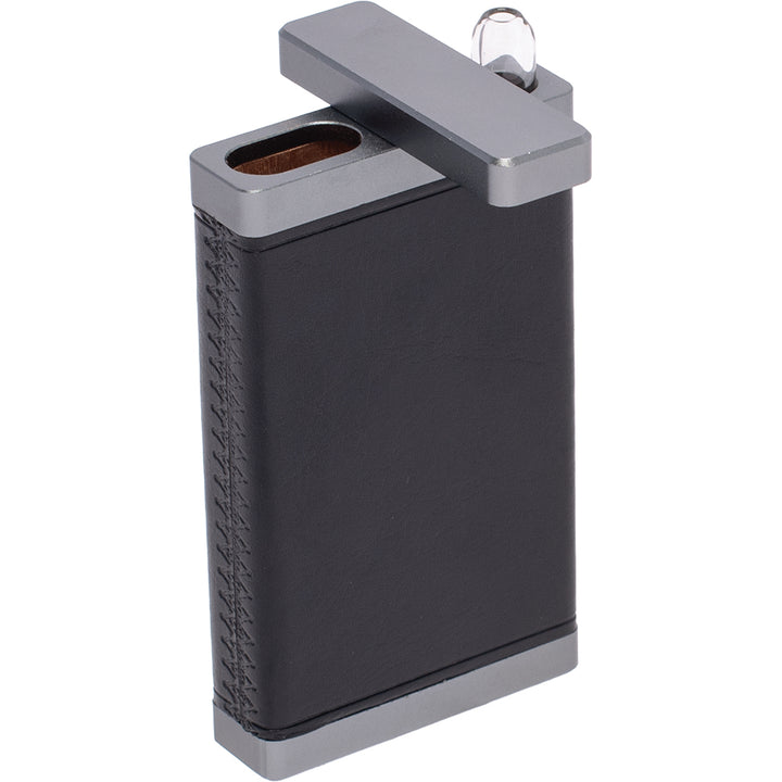 Black Leather & Silver Dugout with Glass Chillum