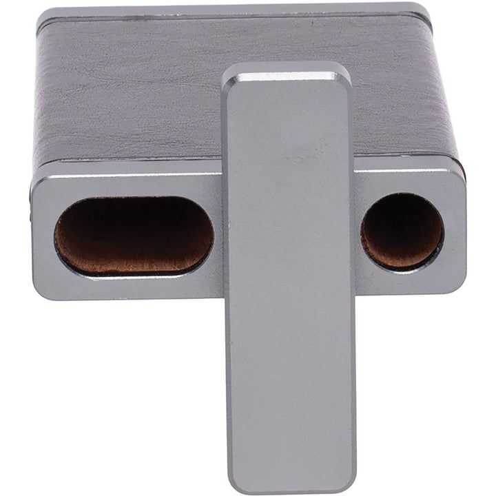 Black Leather & Silver Dugout with Glass Chillum