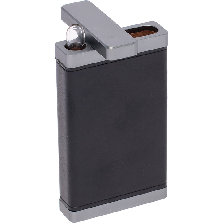 Black Leather & Silver Dugout with Glass Chillum