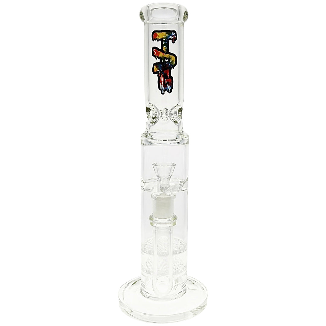 Thick Ass Glass Double Honeycomb Perc Straight Tube Water Pipe