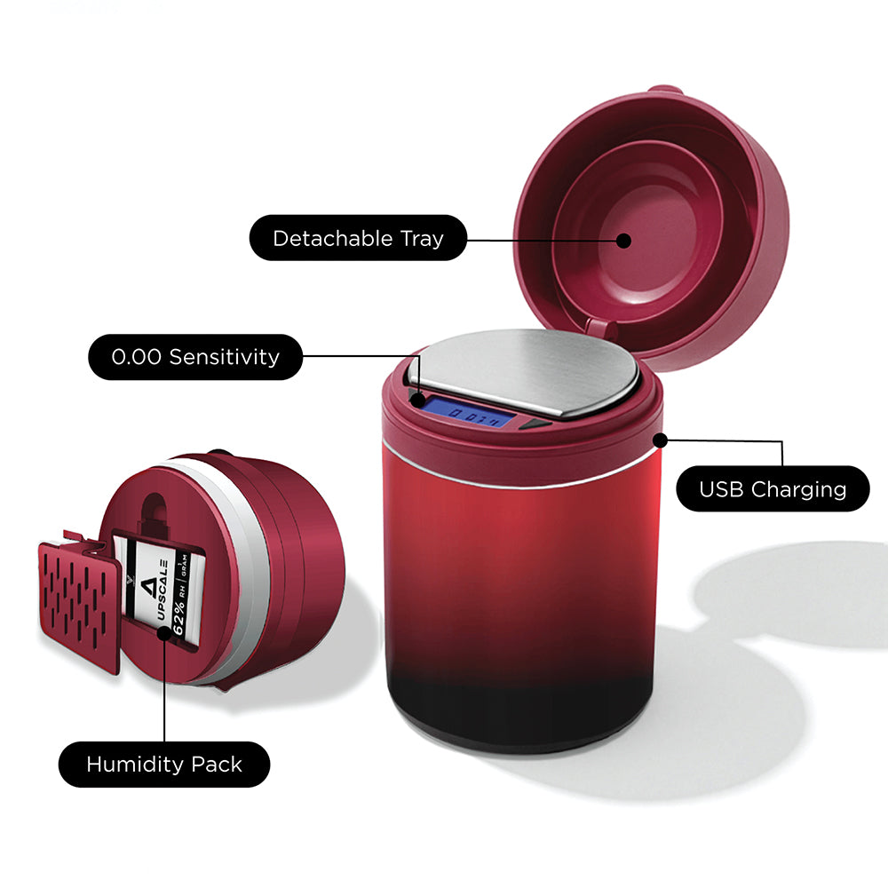 Upscale Storage Jar with built in Scale (Red/Black)