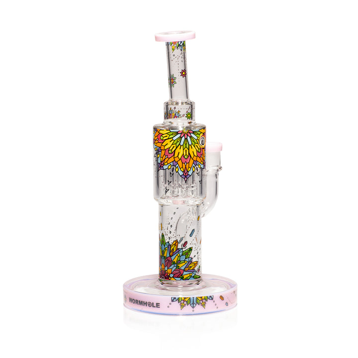 Wormhole Glass Crystal Mandala 10.5" Dab Rig (Pink)