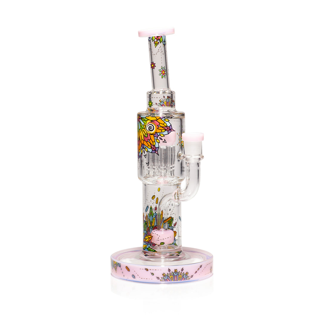 Wormhole Glass Crystal Mandala 10.5" Dab Rig (Pink)