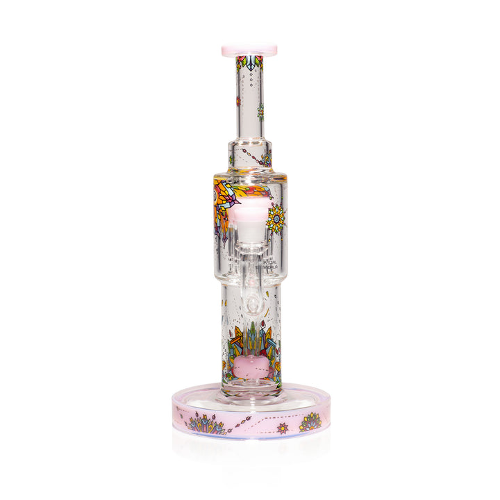 Wormhole Glass Crystal Mandala 10.5" Dab Rig (Pink)