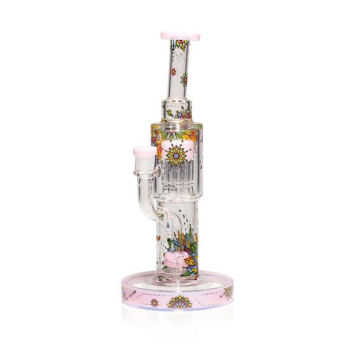 Wormhole Glass Crystal Mandala 10.5" Dab Rig (Pink)