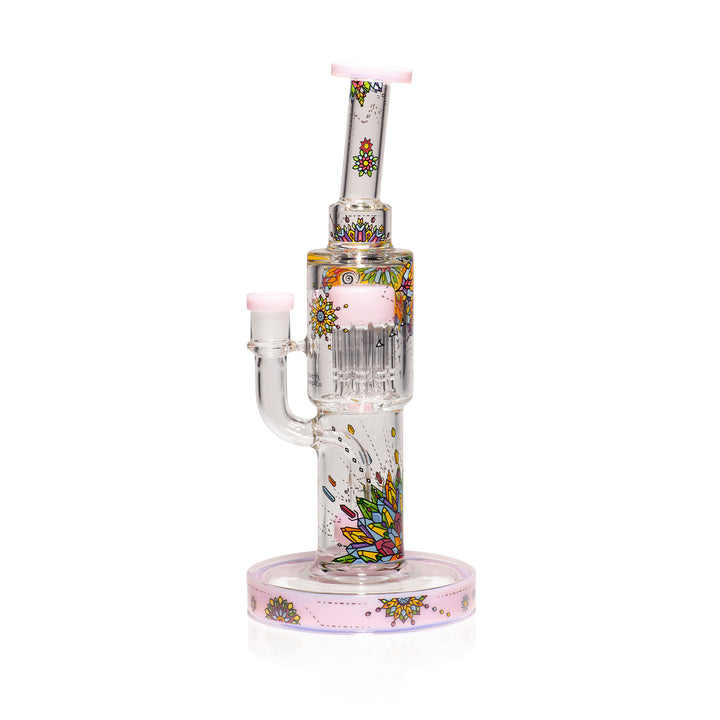 Wormhole Glass Crystal Mandala 10.5" Dab Rig (Pink)