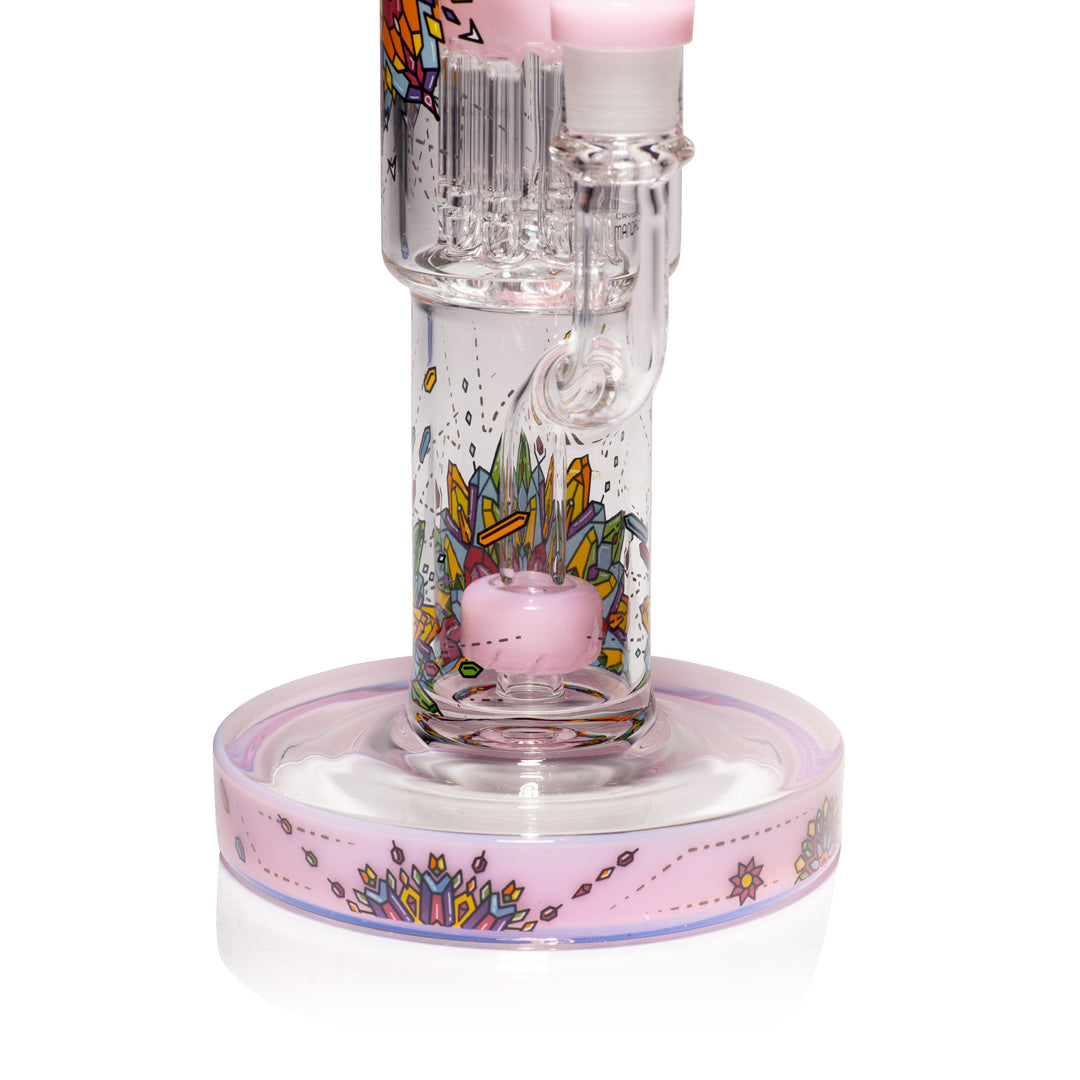 Wormhole Glass Crystal Mandala 10.5" Dab Rig (Pink)