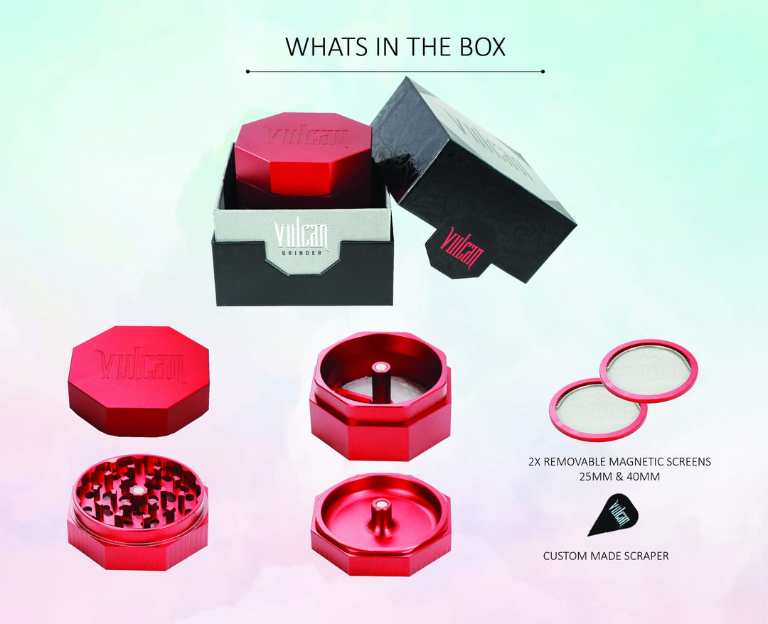 Vulcan 4-Piece Grinder 3" (Red)