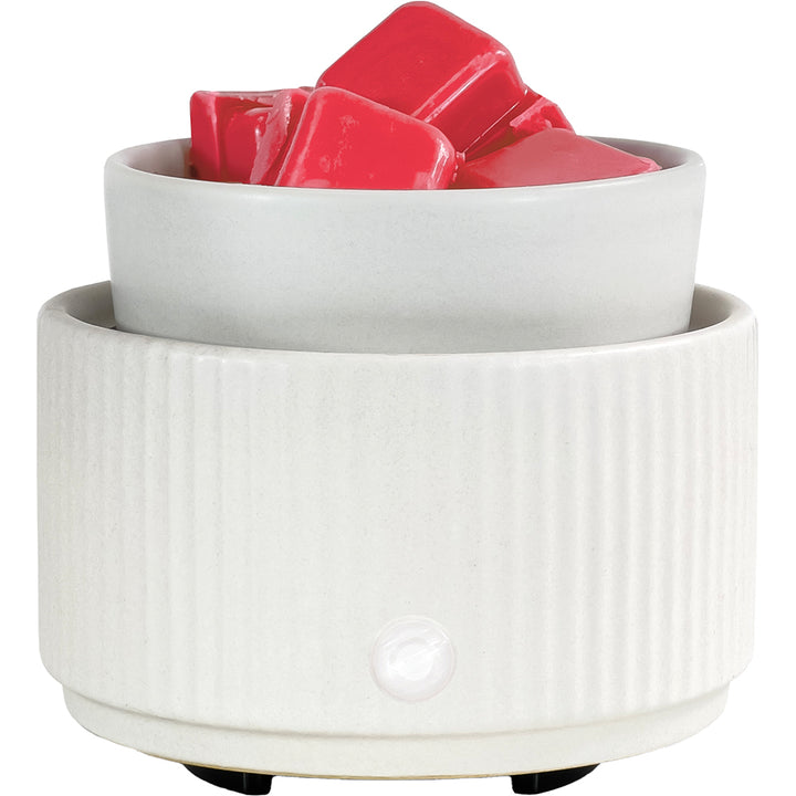 White Ribbed Ceramic Wax Melt Warmer Electric