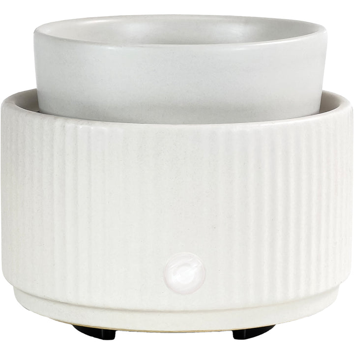 White Ribbed Ceramic Wax Melt Warmer Electric