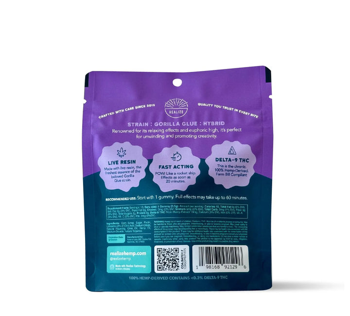 Realize Live Resin Gummies, Gorilla Glue (Dragon Fruit)