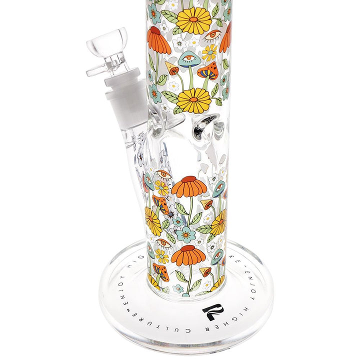 Flower Vision Straight Tube Glass Water Pipe
