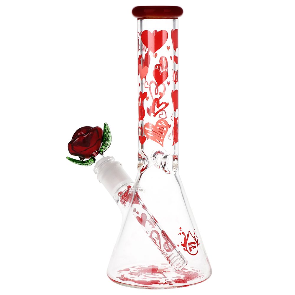 Valentine's Hearts 'n' Roses Glass Herb Pipe Duo