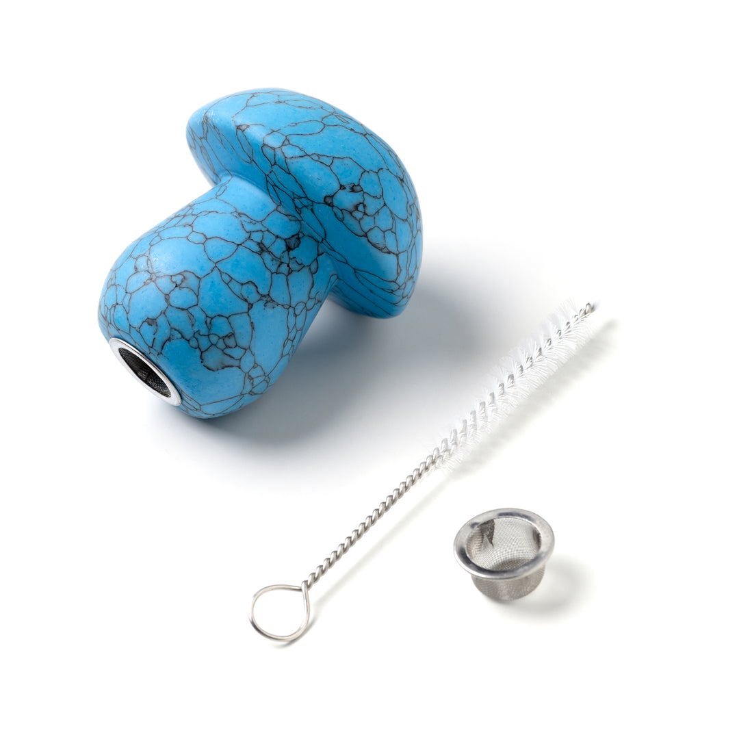 Blue Turquoise Gemstone Mushroom Pipe