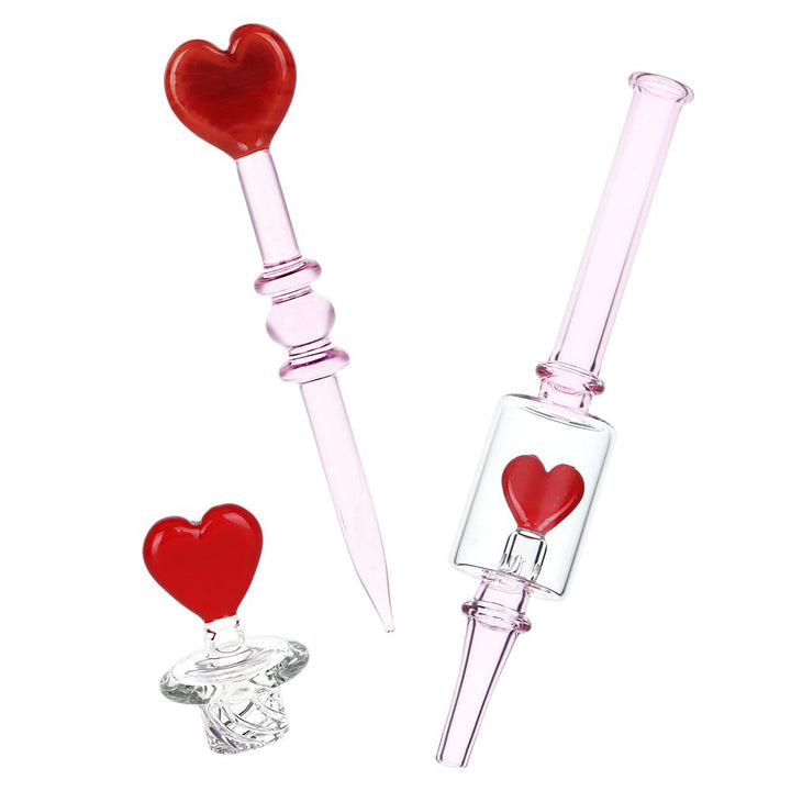 Valentine's Love Hearts Glass Dab Rig Set