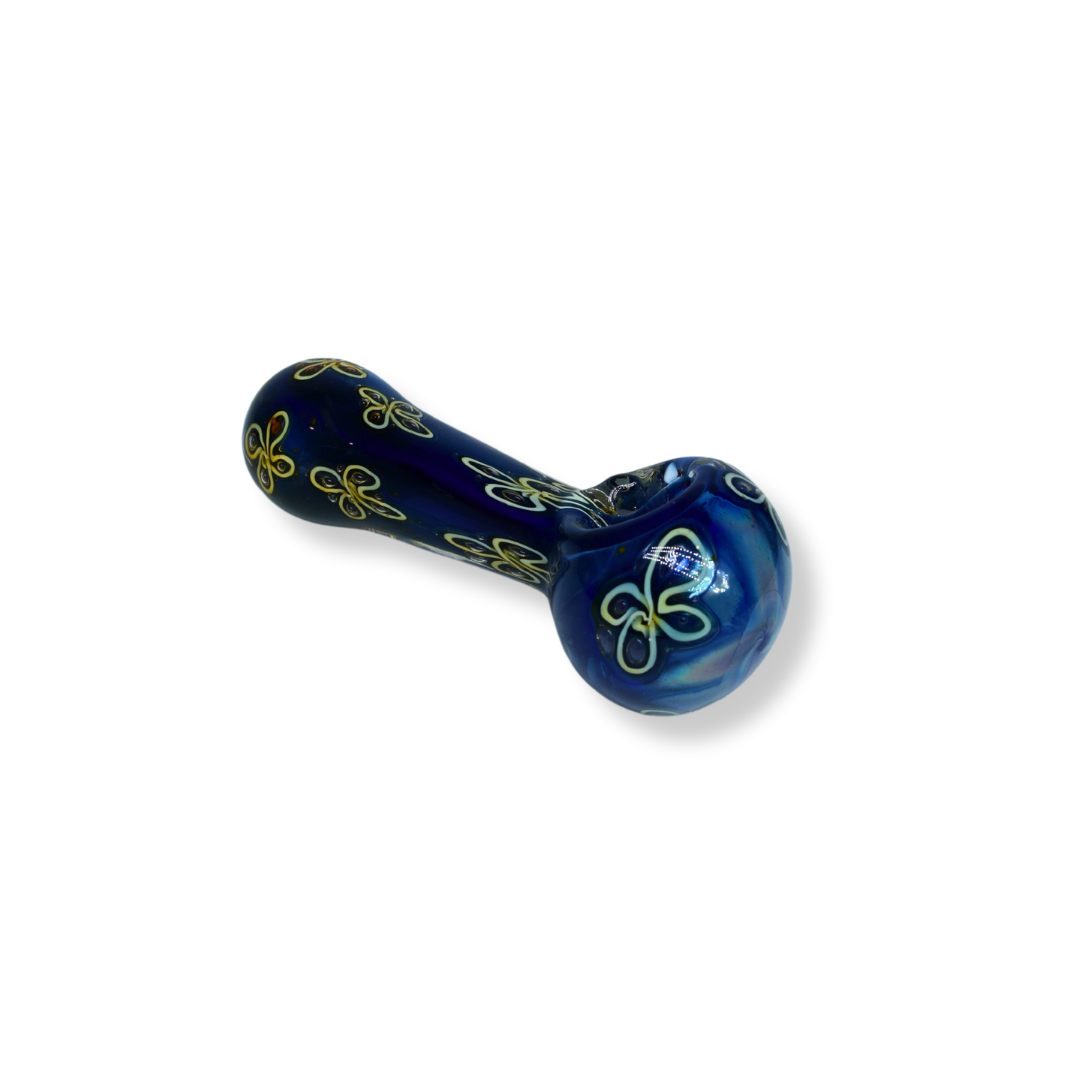 Blue Floral Fumed Hand Pipe