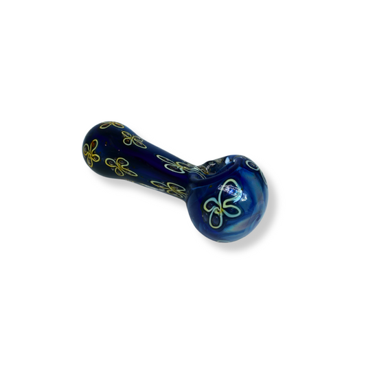 Blue Floral Fumed Hand Pipe