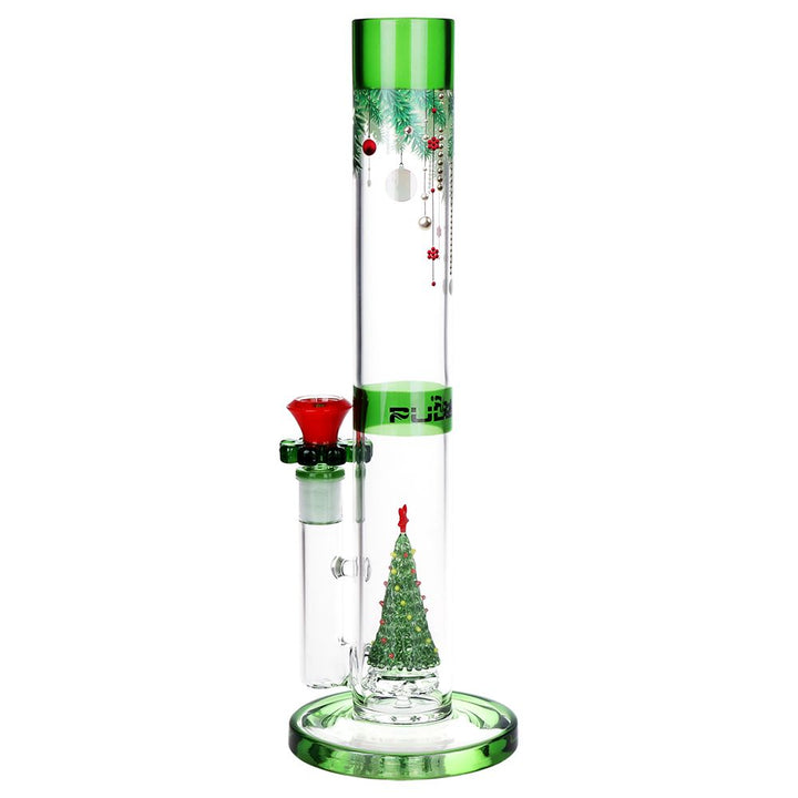 Pulsar Christmas Tree Perc Glass Straight Tube Water Pipe