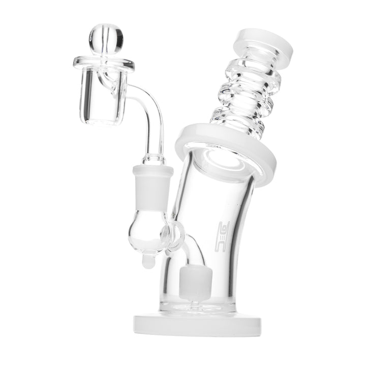 Human Grade 6.25" Bent Neck Dab Rig (Clear & White)