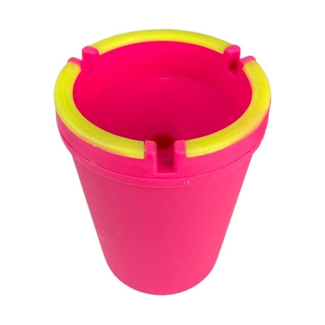 Car Ash Tray pink and neon yellow top view